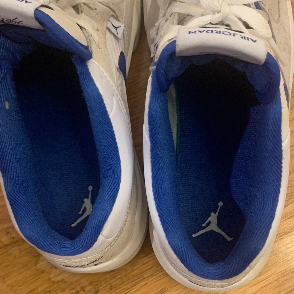 Jordan White and Blue Sneakers - Good used condition